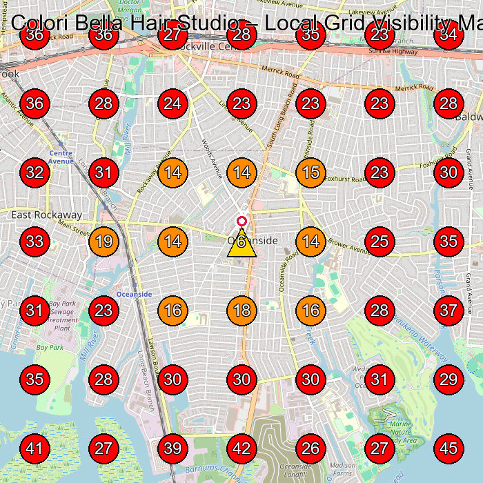 Colori Bella Hair Studio GeoGrid visibility map for Beauty Salon in Oceanside